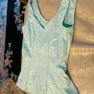 Gorgeous mint green flared jacquard sleeveless top